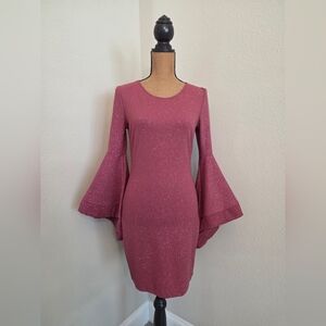 Symphony Sparkling Pink Bell Sleeve Dress